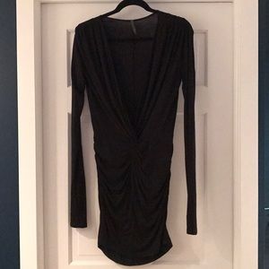 Black Dress with Plunging Neckline