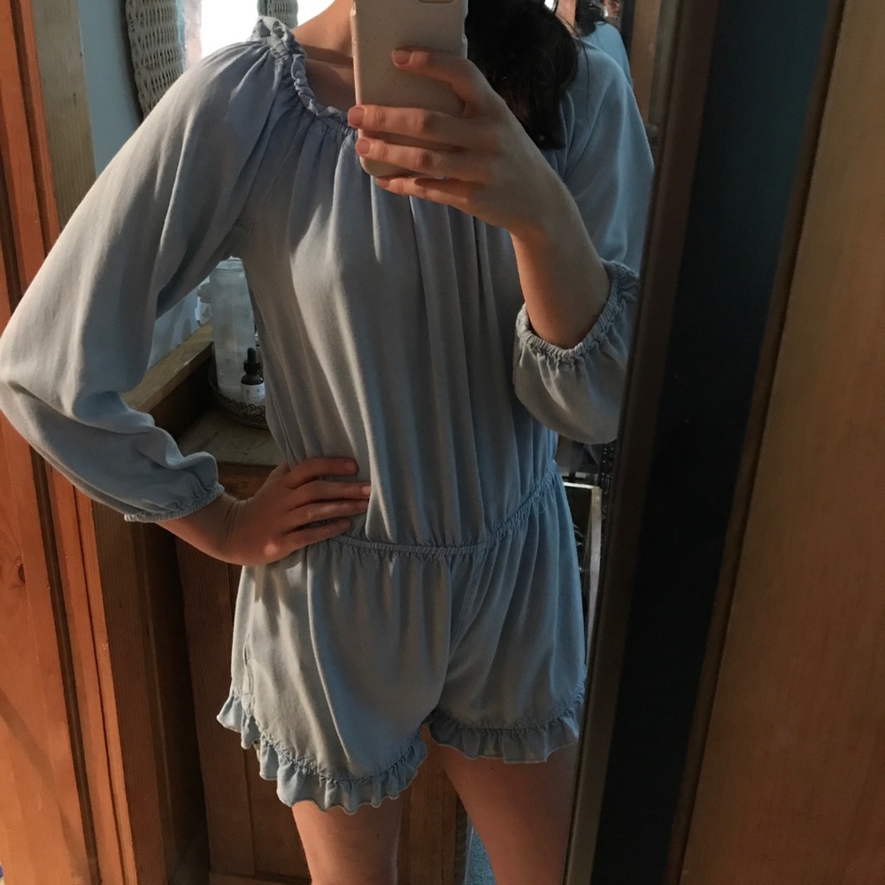 light blue long sleeved romper