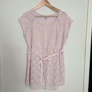 Tie Front Lace Peplum Maternity Top