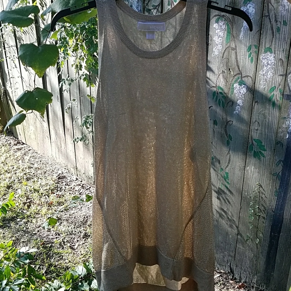Michael Kors Gold Sparkle Sleeveless Sweater Tank