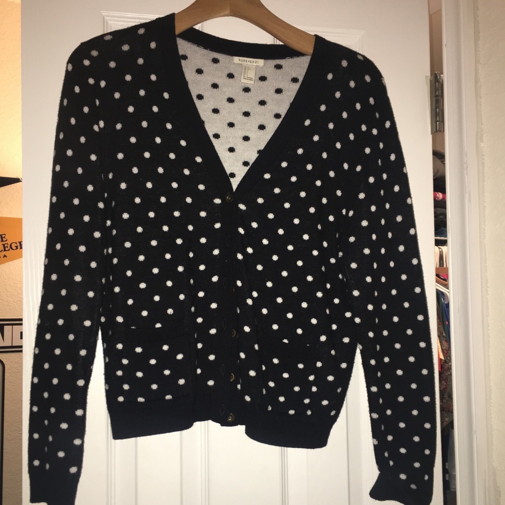 Black and white polka dot cardigan