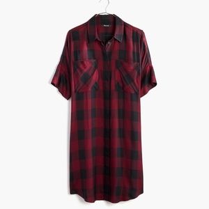 Madewell Courier Shirtdress in Burgundy Check