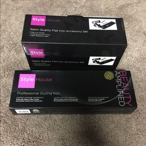 Leopard print flat iron and accessory kit