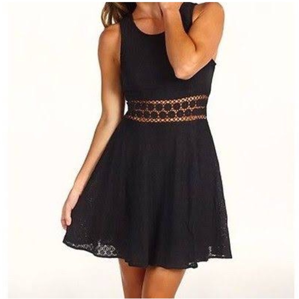 Free People See-Through Flower Lacey Dress Black🌸