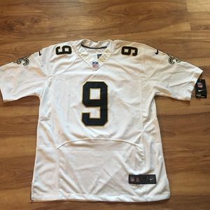 NIKE NFL DREW BREES AUTHENTIC JERSEY WHITE BLK/GLD