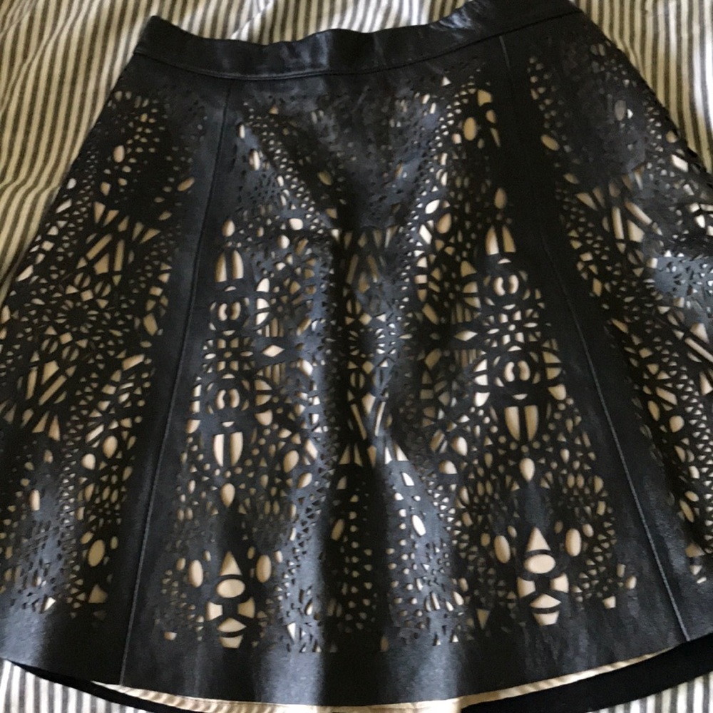 Black real leather miniskirt