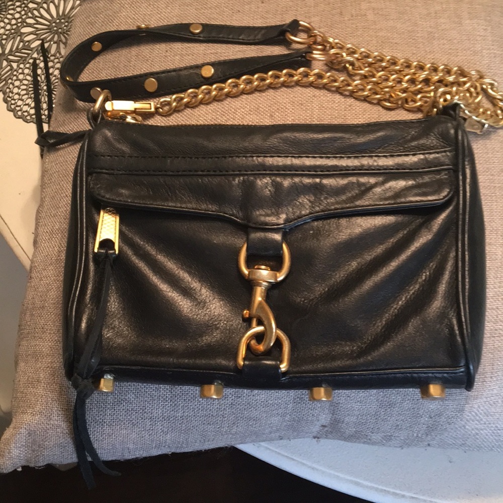 Black Rebecca Minkoff mini MAC leather bag.