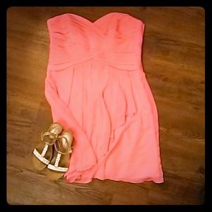 Coral tulle David's bridal dress