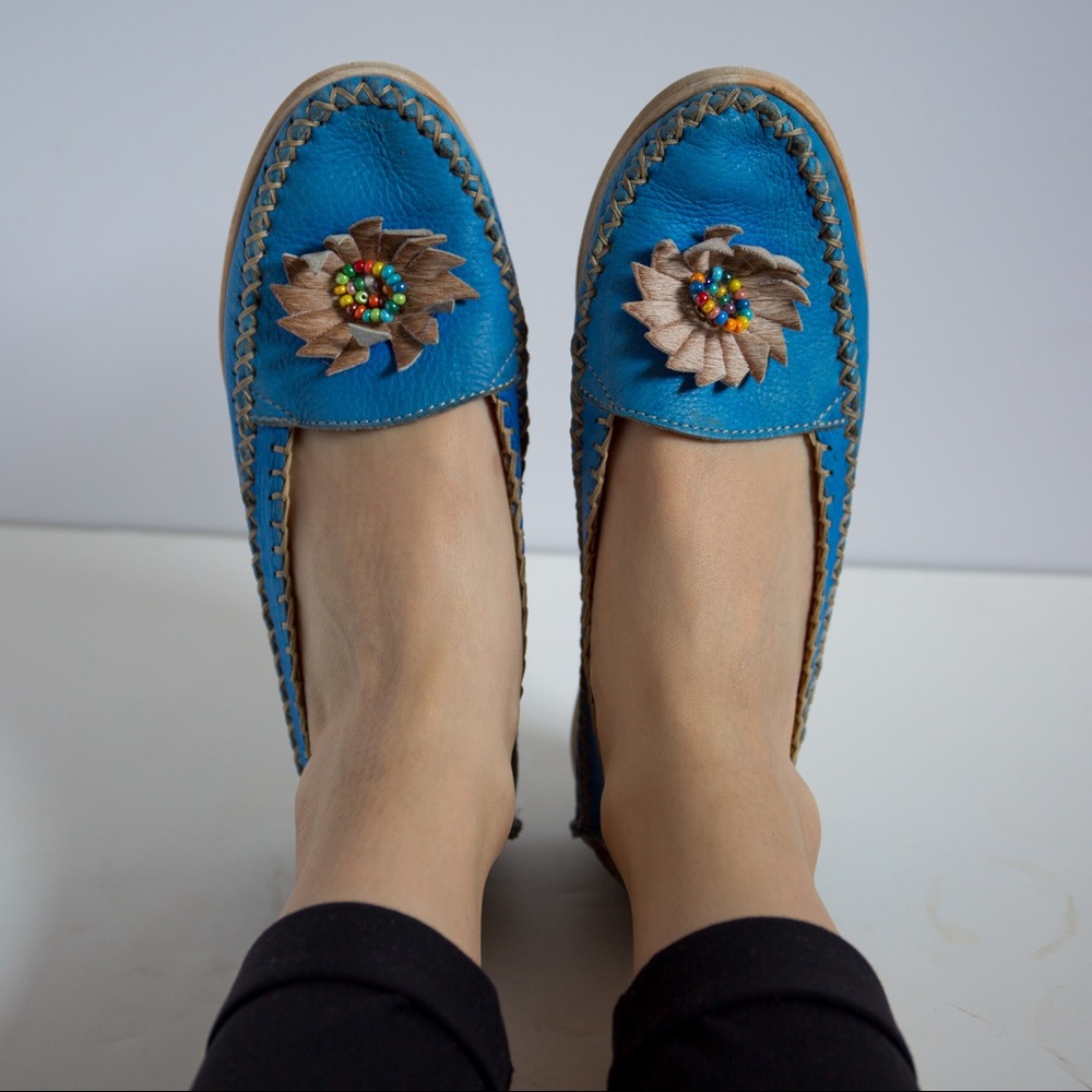 ❌SOLD❌ Anthropologie Blue Italian Leather Flats