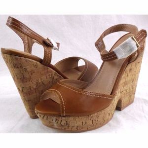 Gomax Hey There 3 Cork Brown Wedge Heel Sandal