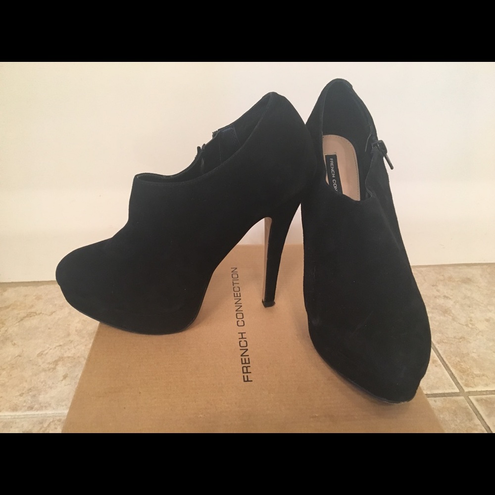 Black suede French Connection booties