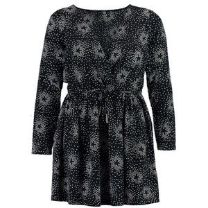 Star Print Plus Skater Dress w/Removable Necktie
