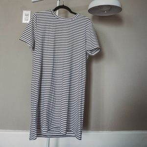 Comfy white and blue striped t-shirt dress
