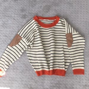 Striped sweater with elbow pads