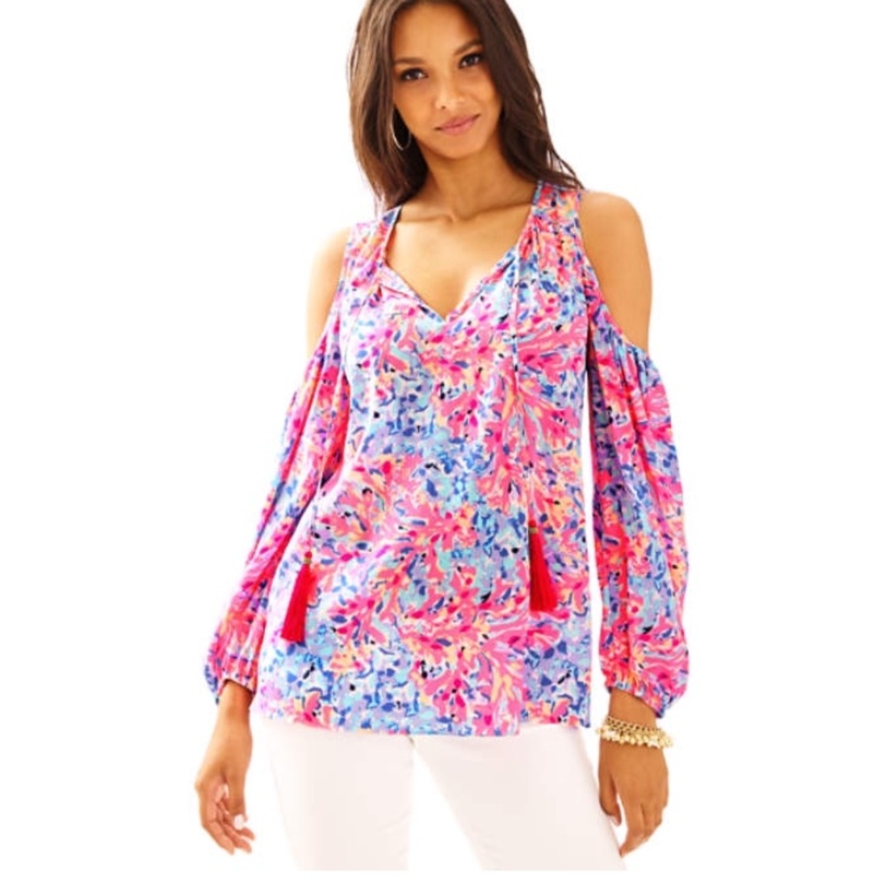 Finch Silk Open Shoulder Top