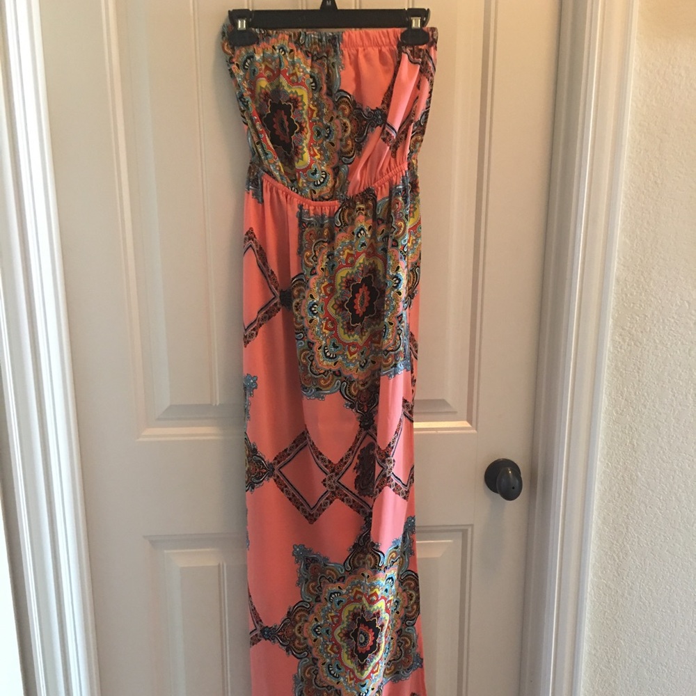 Mandala Flowered Colorful, Long Tube Top Dress