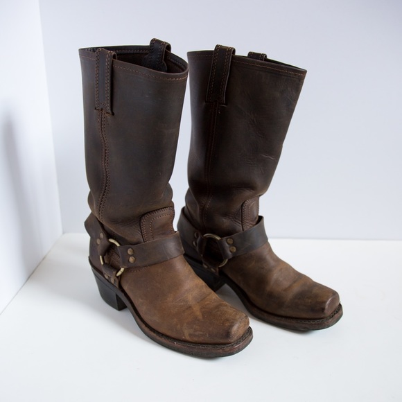 🆕Frye Coffee Leather Harness Boots - Picture 3 of 8