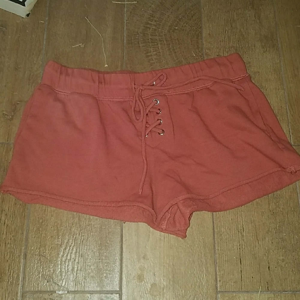 Blush pink lace up soft shorts B2G1 FREE