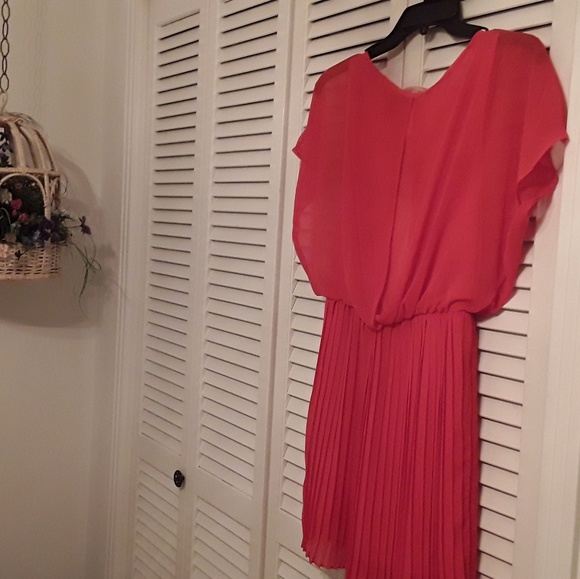 BEAUTIFUL CORAL LINED PLEATED DRESS BY LUSH S - Picture 3 of 8