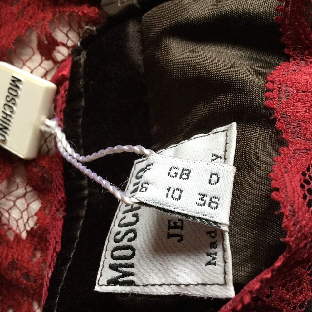 ⚜️ MOSCHINO Satin & Lace Burgundy BOHEMIAN Slip DRESS  Sz 4 💋 - Picture 5 of 14