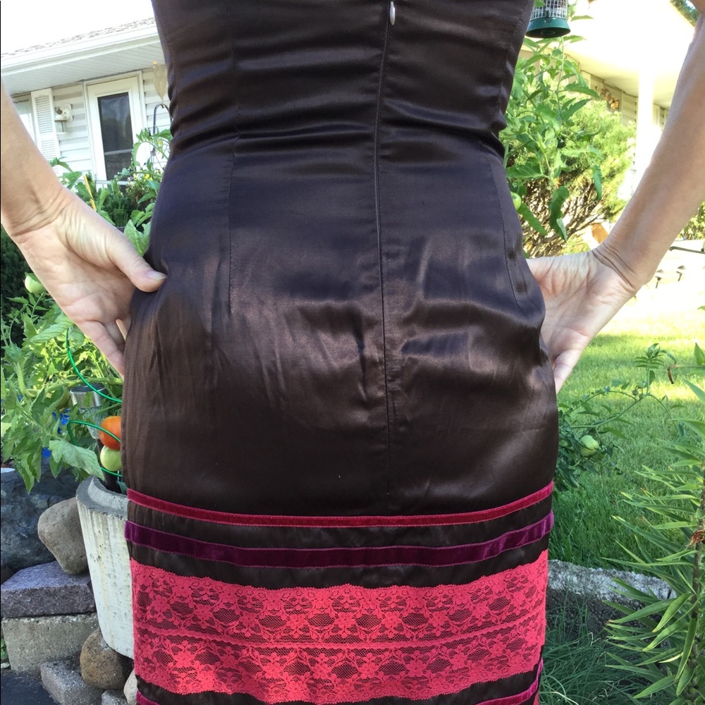 ⚜️ MOSCHINO Satin & Lace Burgundy BOHEMIAN Slip DRESS  Sz 4 💋 - Picture 6 of 14