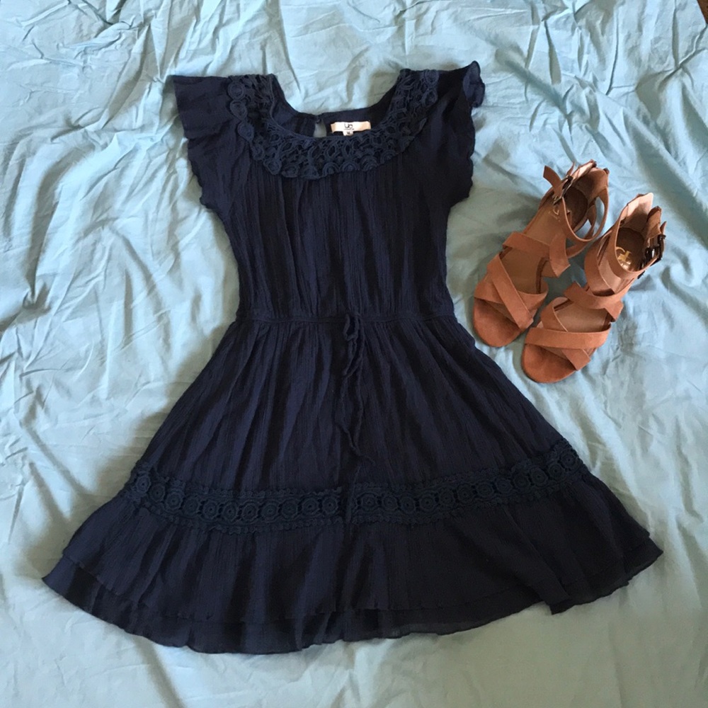 Navy boho mini dress