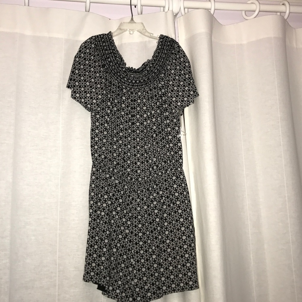 Black and white paisley romper