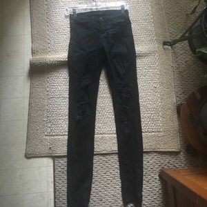 Flying Monkey destroyed black skinny jeans