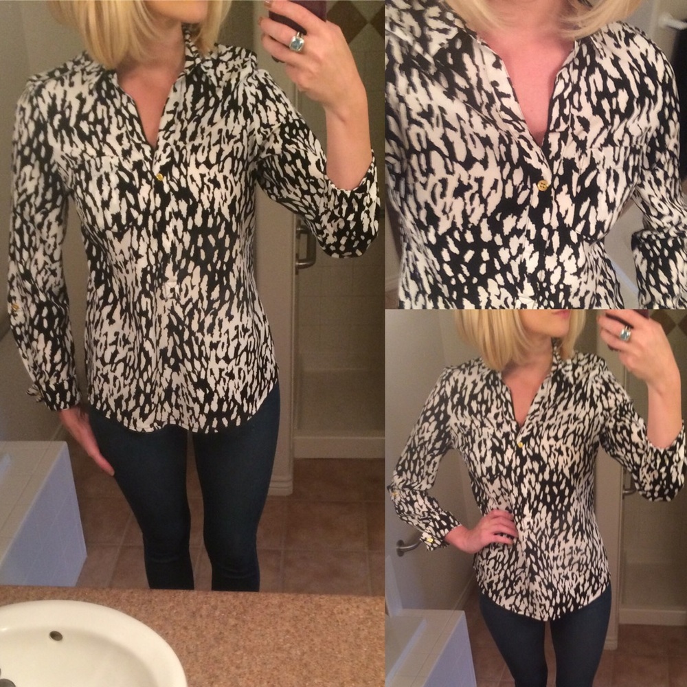 The Limited black/white print w/ gold button