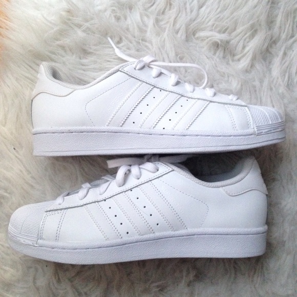 mens all white superstars