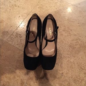 PRADA Bi-Color Suede Mary Jane Wedges