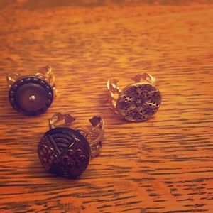 Antique button rings