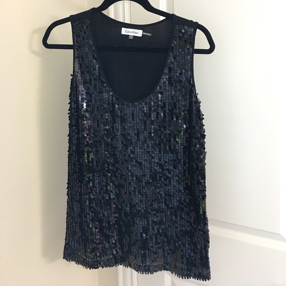 Calvin Klein - sleeveless Black Sequin Top
