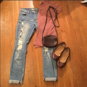 Machine cropped jeans