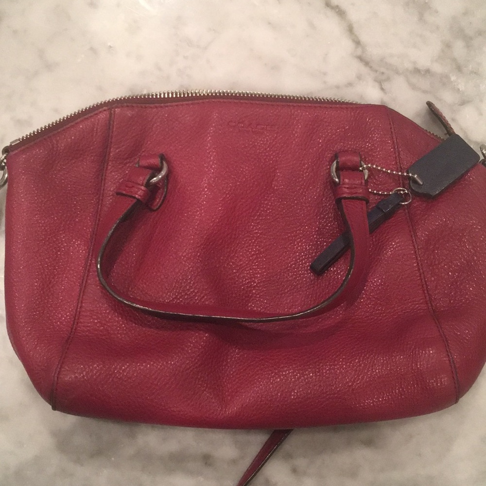 Used red leather authentic Coach purse