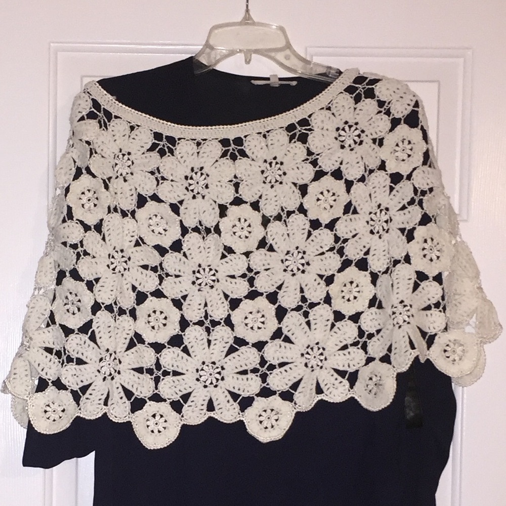 Floral ivory poncho