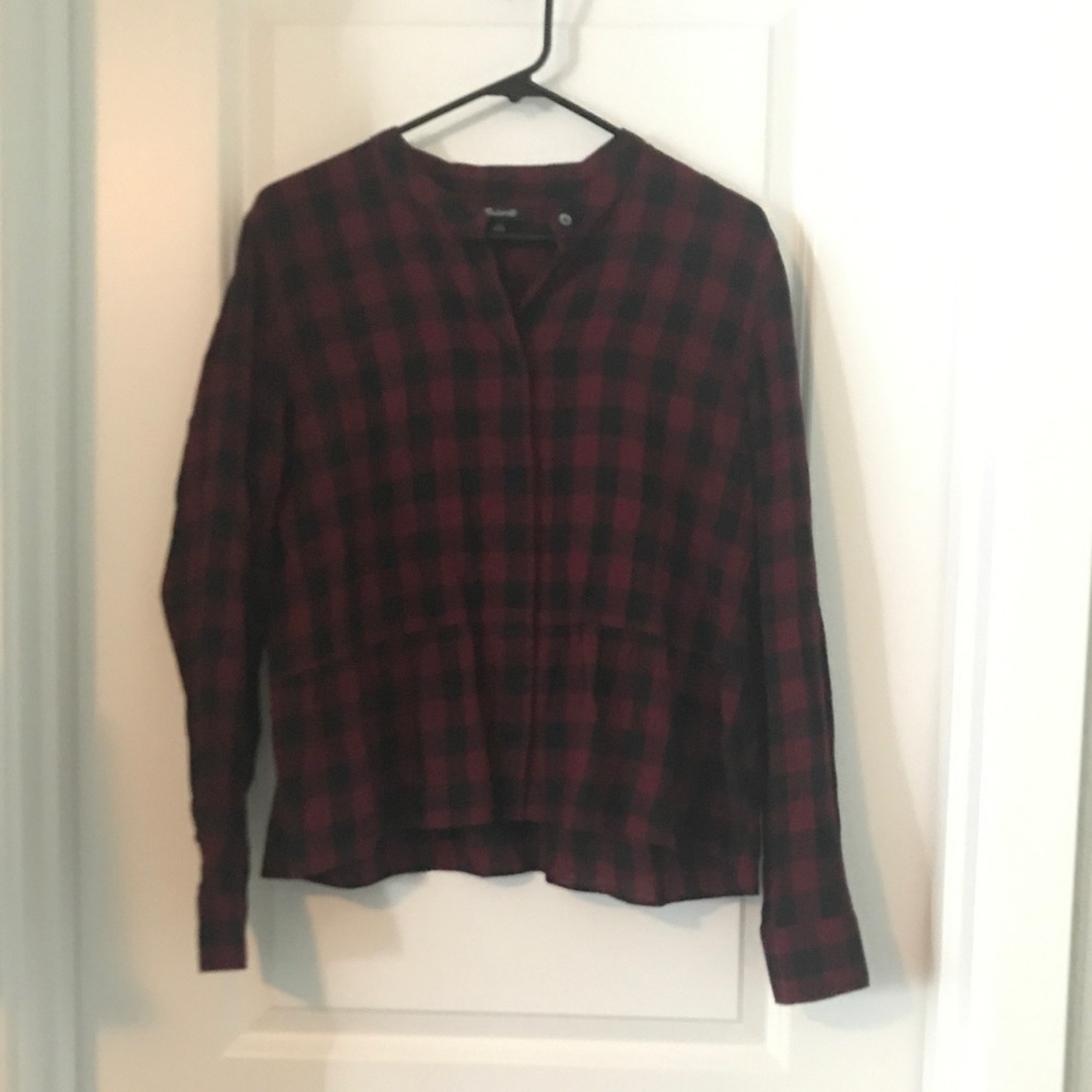 Madewell peplum plaid shirt