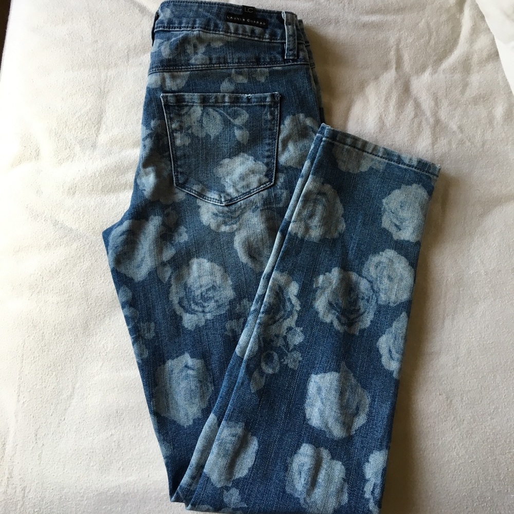 Floral print jeans