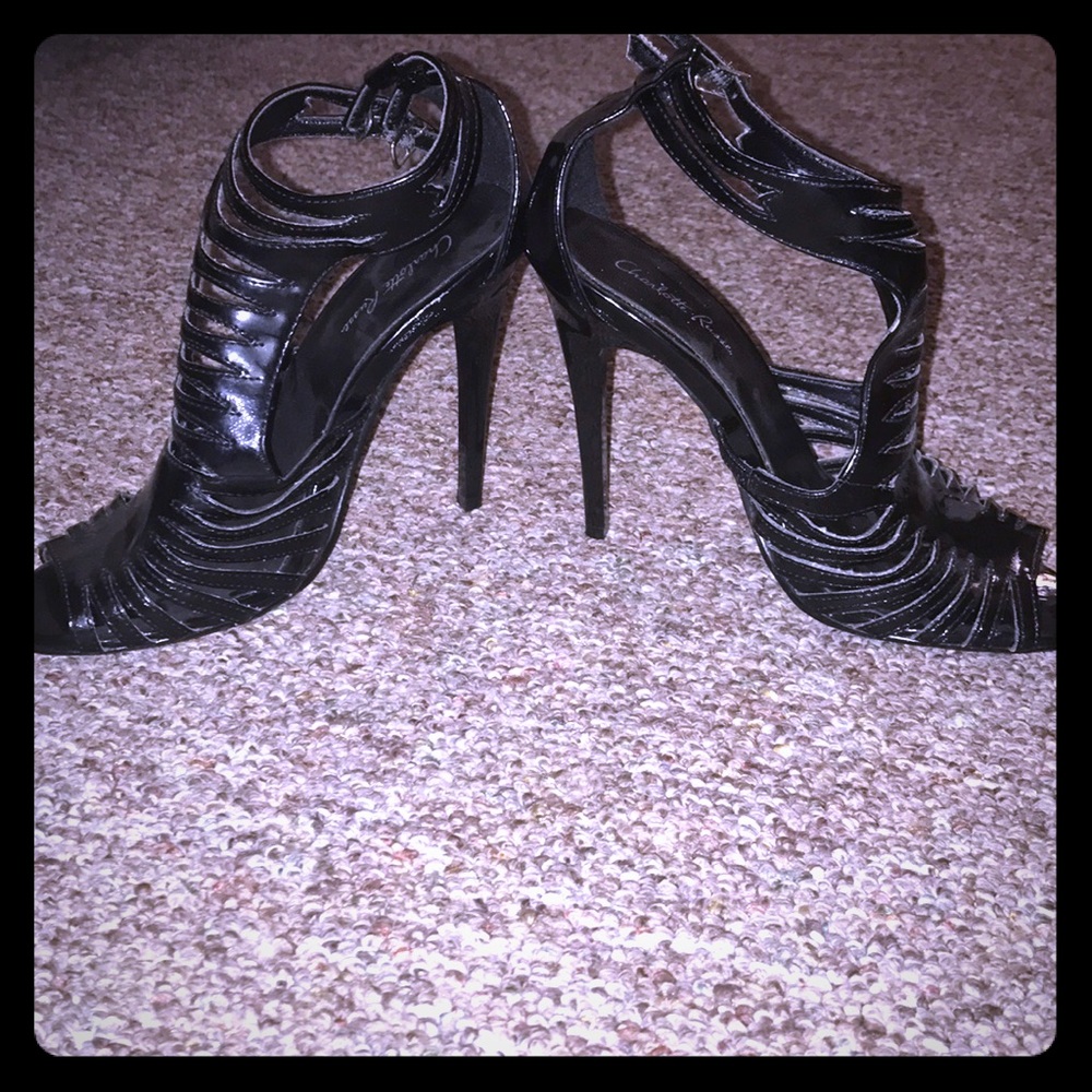 Black Strappy Heels NWOT