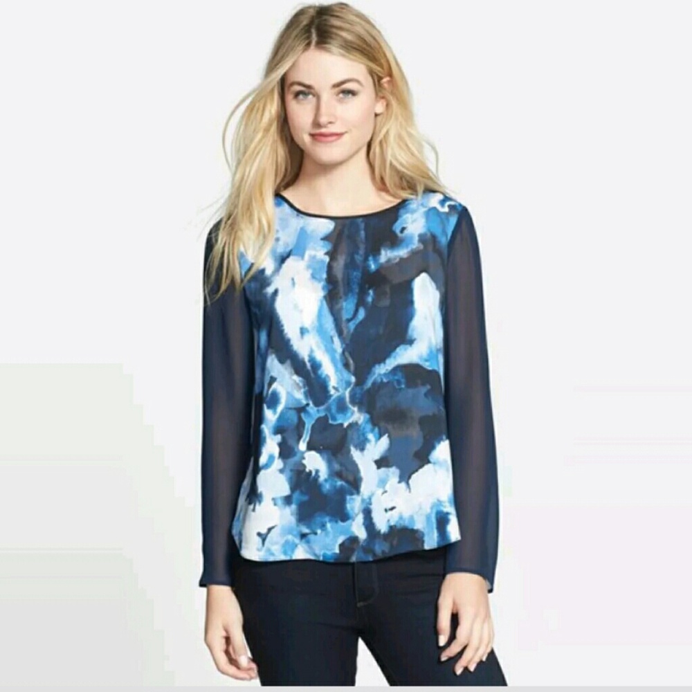 DKNYC blue watercolor top