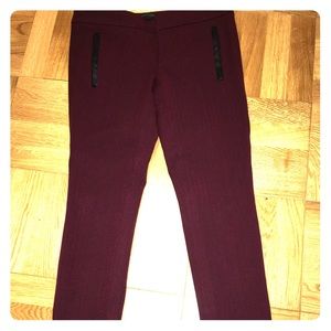 Banana Republic Sloan maroon and leather trousers