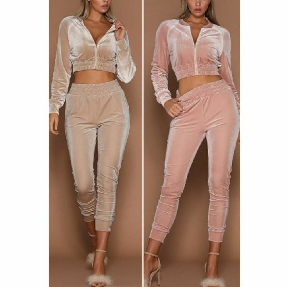 2 piece velour pant suit *Order a size up!
