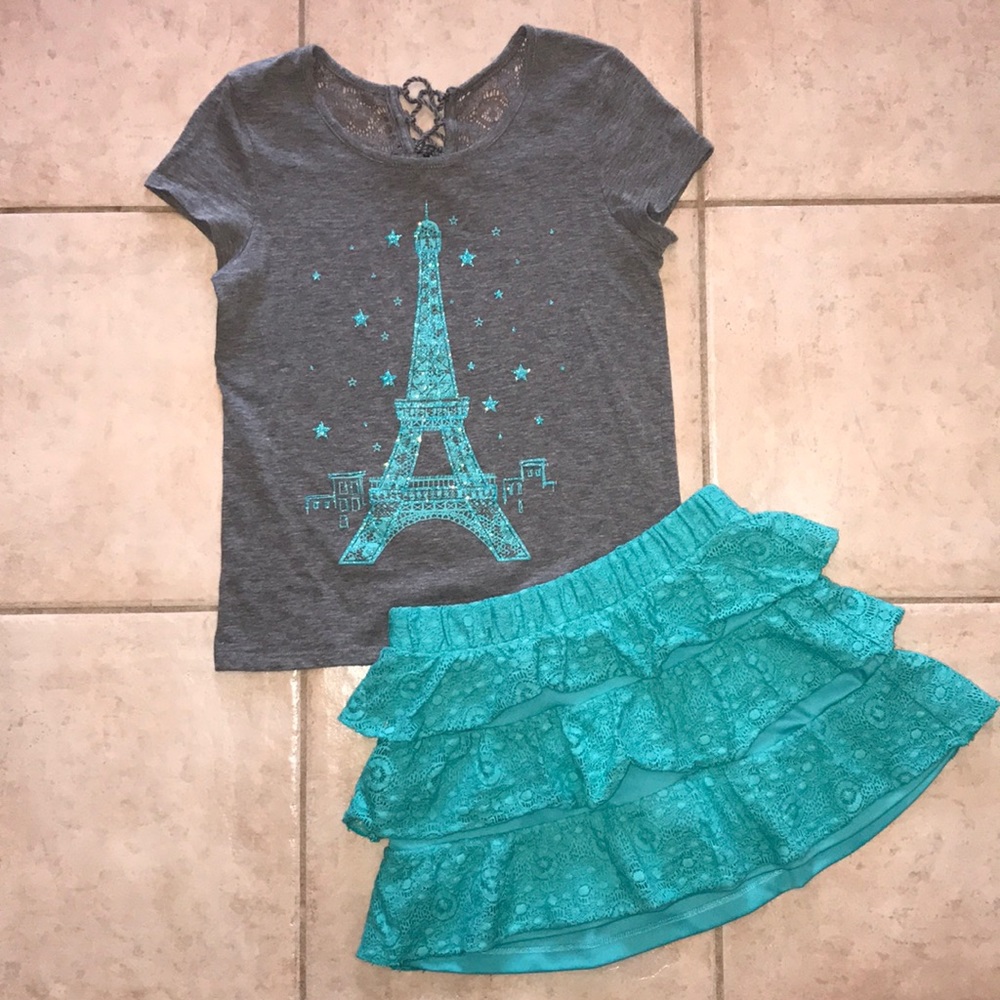 Justice Eiffel Tower Set Shirt and Skirt