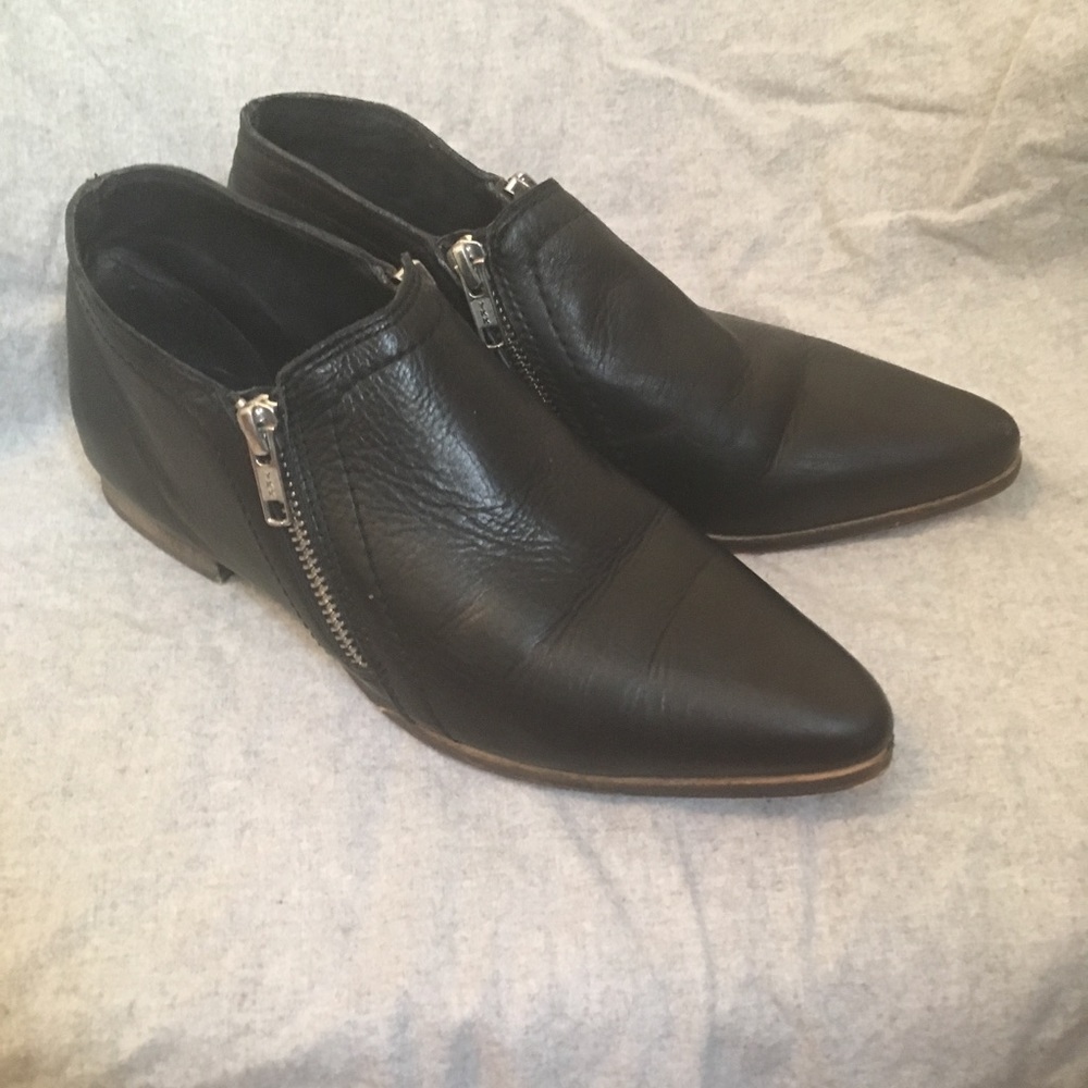 Free People Leather Zipper Booties -- Size 37