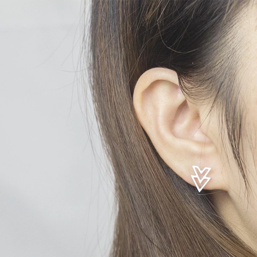 ⚡️LAST⚡️| 18K PLATED CHEVRON STUDS | - Picture 3 of 7