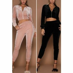 2 piece velour pant suit *Order a size up!