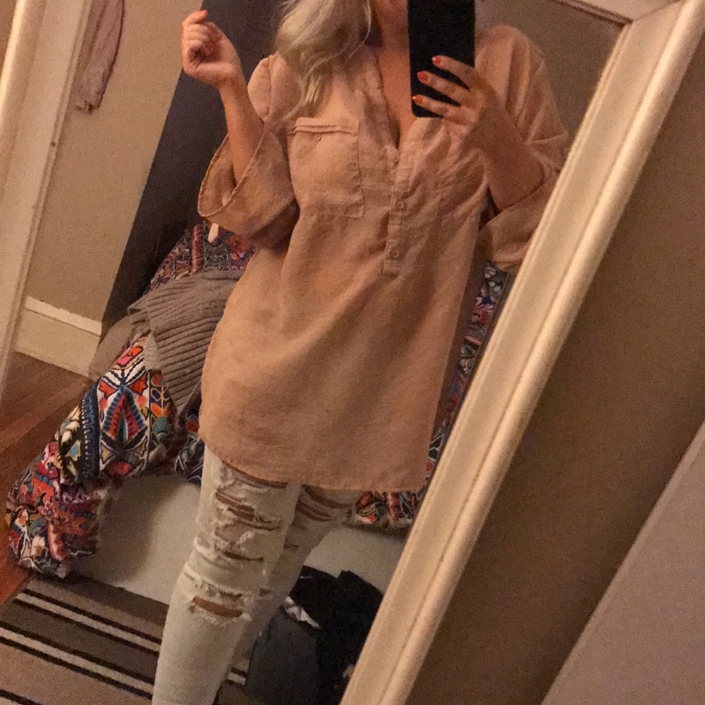 Blush sheer blouse