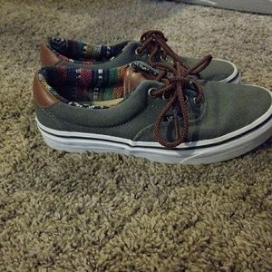 Tribal print and leather vans