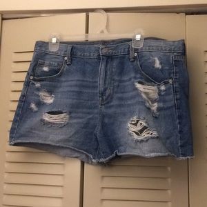 Ripped jean short shorts
