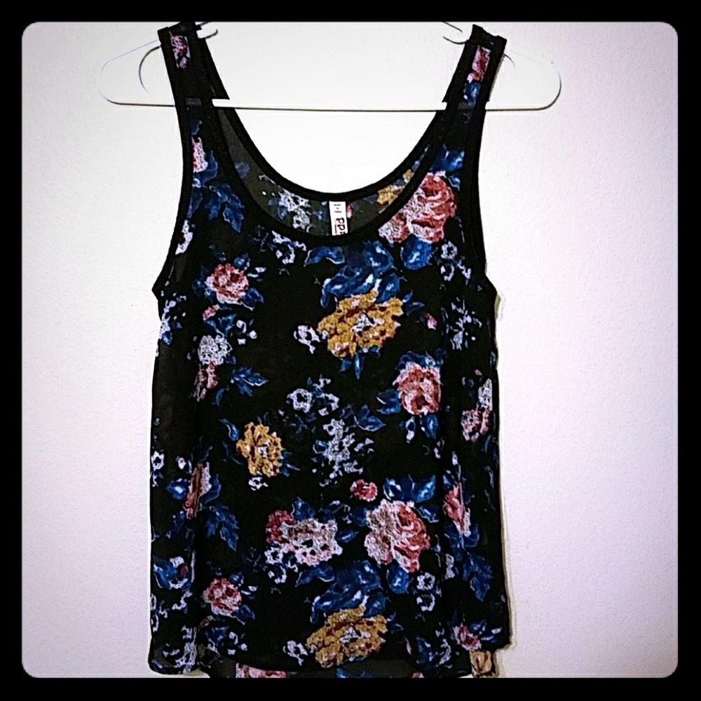 Sheer Floral loose fitting tank